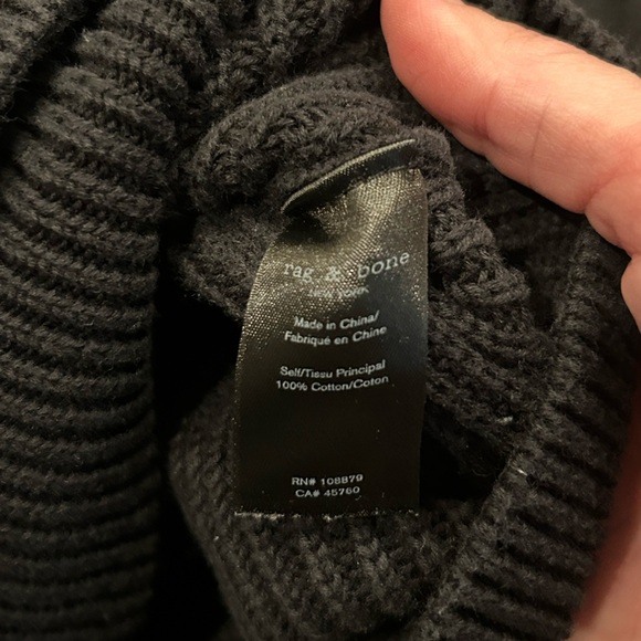 Rag & Bone Alps Cotton Crew Oversized Midweight Sweater in Black Size XS - Picture 4 of 6